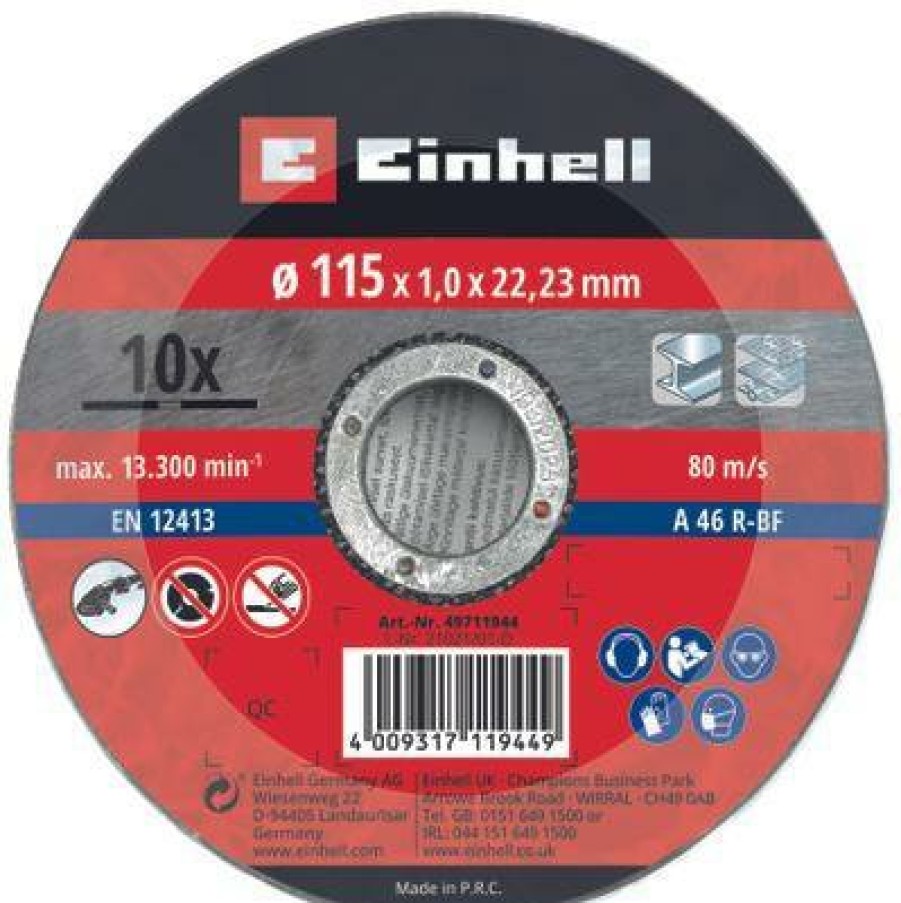 Einhell 10 Cutdiscs Ex.Thin 115X1,0 | Zubehor Fur Winkelschleifer/Polierer